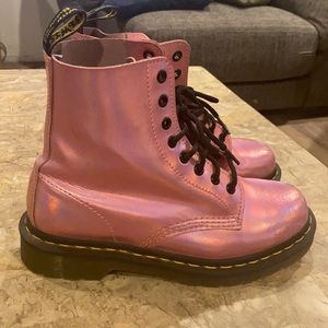 Doc Martens pink holographic boots